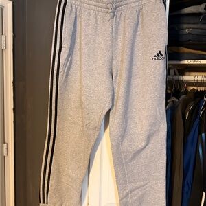 Adidas Kids Light Gray Joggers with Black Stripes